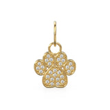 12mm Dog Paw Pave Diamond 14k 18k Solid Gold Charm Pendant, Paw Charm, Gold Charm Finding, Dog Solid Gold Pendant Pet Doggy Jewelry