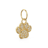 12mm Dog Paw Pave Diamond 14k 18k Solid Gold Charm Pendant, Paw Charm, Gold Charm Finding, Dog Solid Gold Pendant Pet Doggy Jewelry
