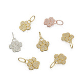 12mm Dog Paw Pave Diamond 14k 18k Solid Gold Charm Pendant, Paw Charm, Gold Charm Finding, Dog Solid Gold Pendant Pet Doggy Jewelry