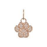12mm Dog Paw Pave Diamond 14k 18k Solid Gold Charm Pendant, Paw Charm, Gold Charm Finding, Dog Solid Gold Pendant Pet Doggy Jewelry