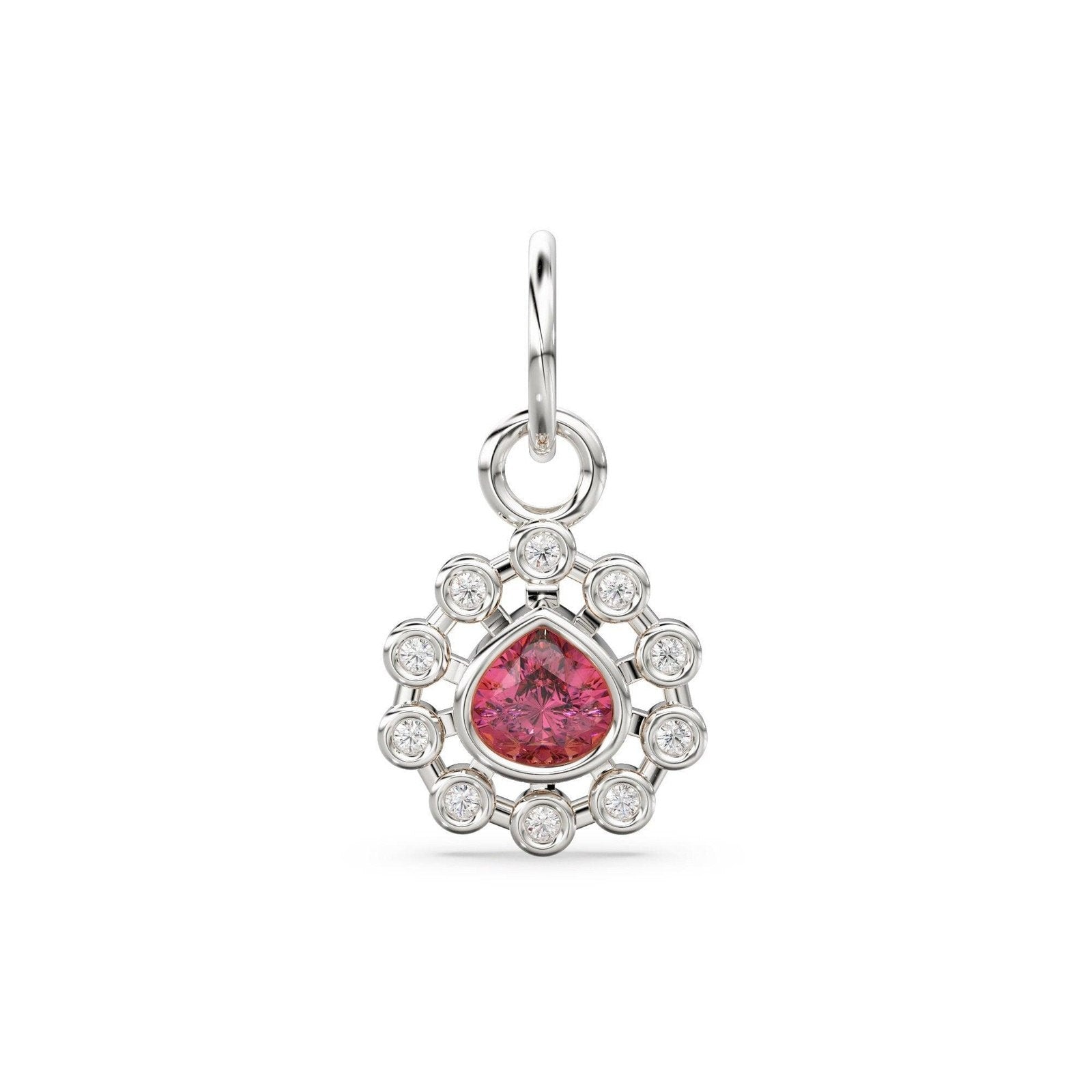 14k 18k Solid Gold Brilliant Heart Rhodolite Garnet & Genuine Diamond Solid Gold Charm Pendant / Garnet Pendant / Garnet Charm