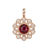 Brilliant Round Ruby & Genuine Diamond Solid Gold Charm Pendant / 14k 18k Solid Gold Ruby Pendant / Ruby Charm