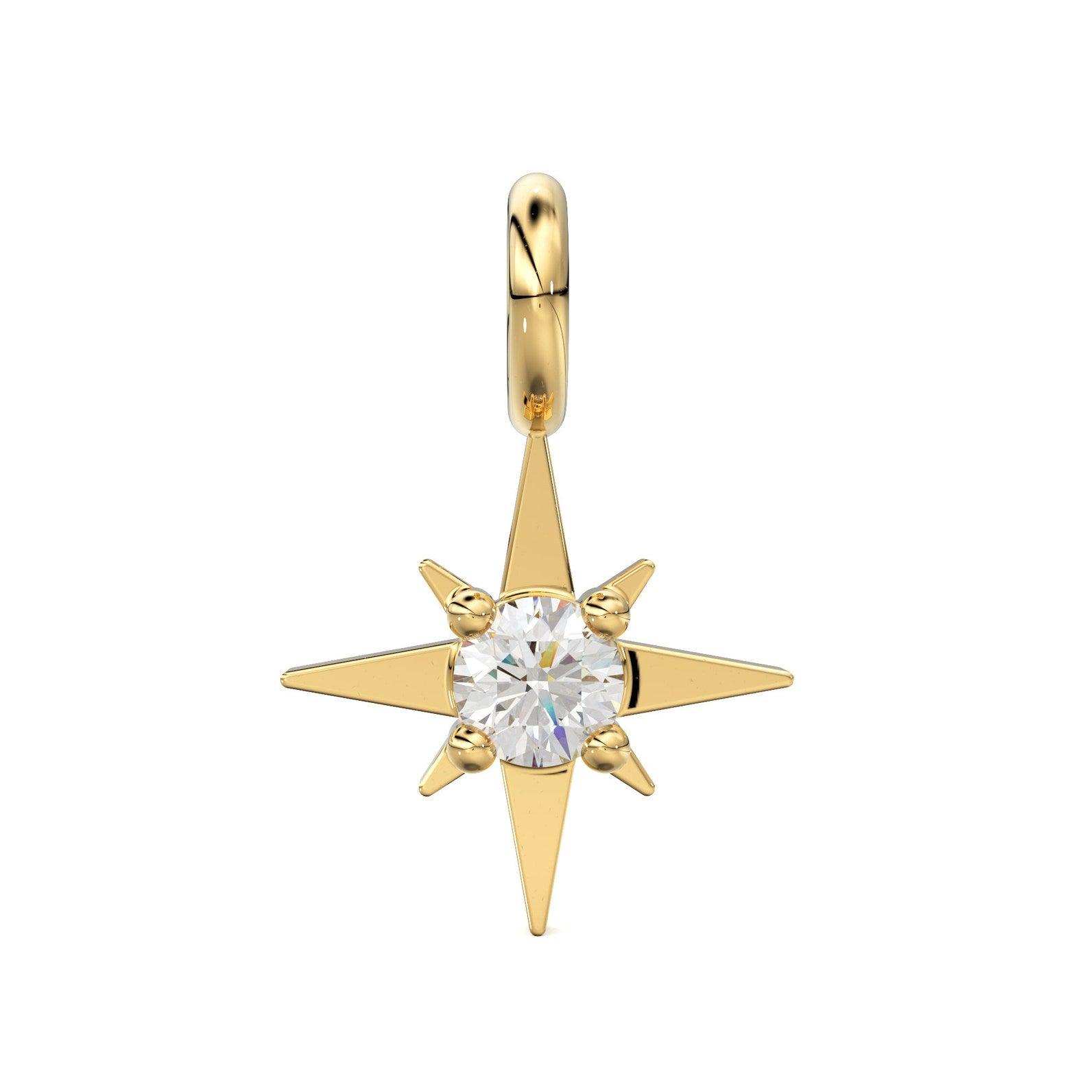 14k 18k Solid Gold Diamond Star Charm / Petite Brilliant Diamond Charm / Star Charm / Christmas Sale