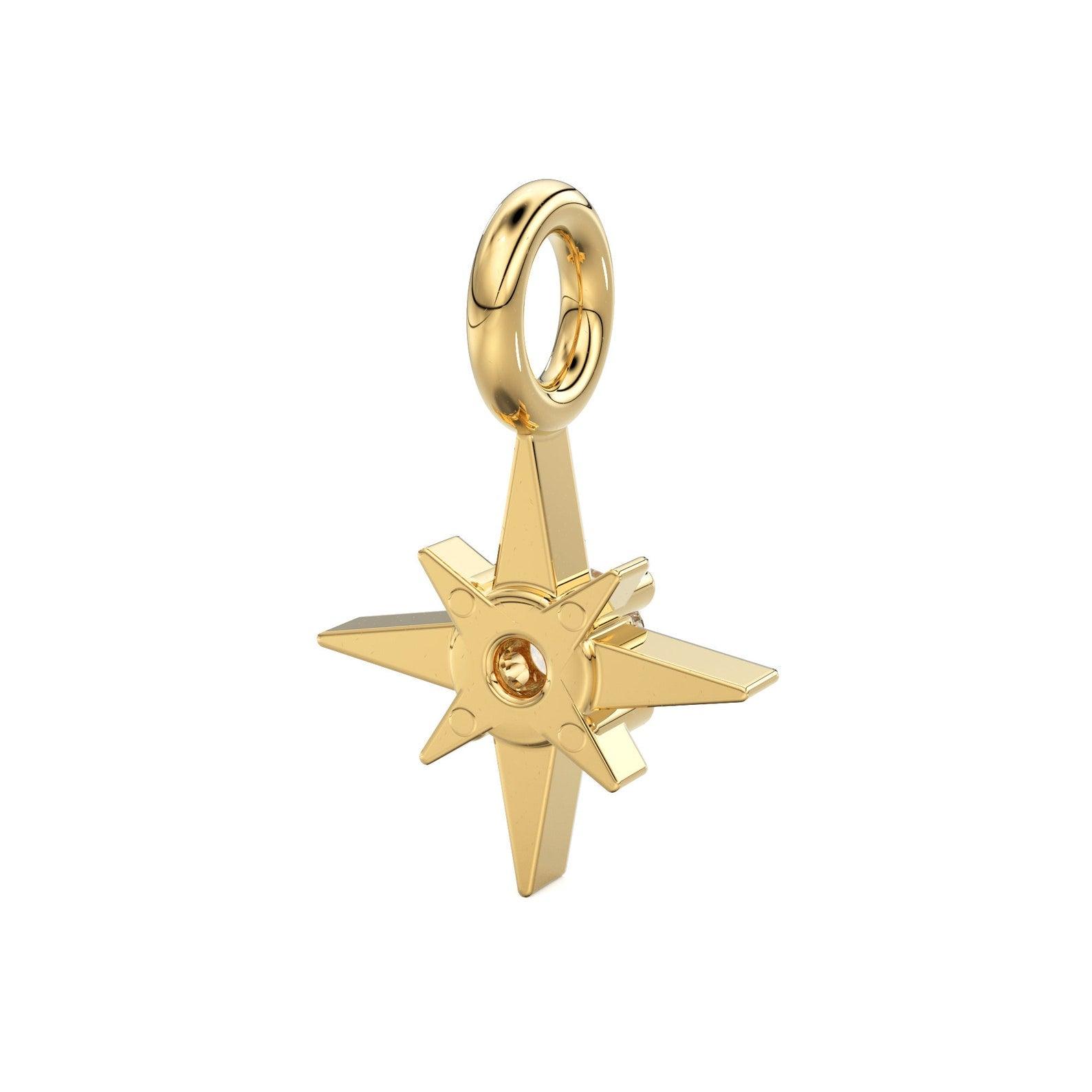 14k 18k Solid Gold Diamond Star Charm / Petite Brilliant Diamond Charm / Star Charm / Christmas Sale