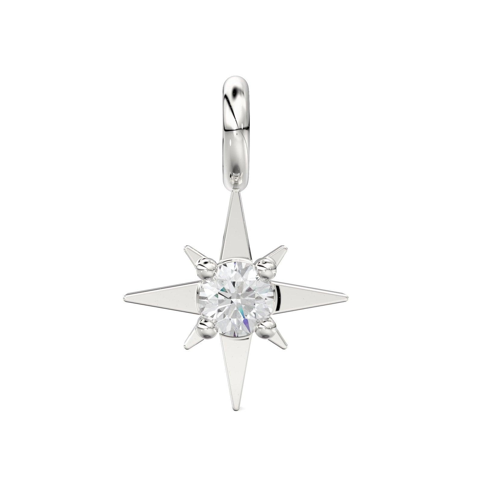 14k 18k Solid Gold Diamond Star Charm / Petite Brilliant Diamond Charm / Star Charm / Christmas Sale