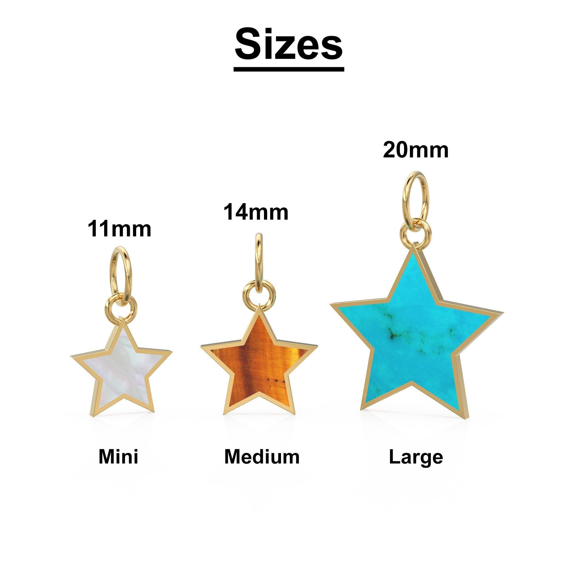 14K Solid Yellow Gold mother of Pearl, malachite, turquoise, onyx, coral, lapis, Stars, Celestial, Star Charm Pendants