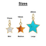 14K Solid Yellow Gold mother of Pearl, malachite, turquoise, onyx, coral, lapis, Stars, Celestial, Star Charm Pendants