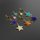 14K Solid Yellow Gold mother of Pearl, malachite, turquoise, onyx, coral, lapis, Stars, Celestial, Star Charm Pendants