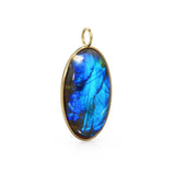 14k Yellow Gold Eye of the Peacock Labradorite Colette Pendant / Natural Blue Gemstone Handmade Gold Charm / 14k Yellow Gold Jewelry Finding