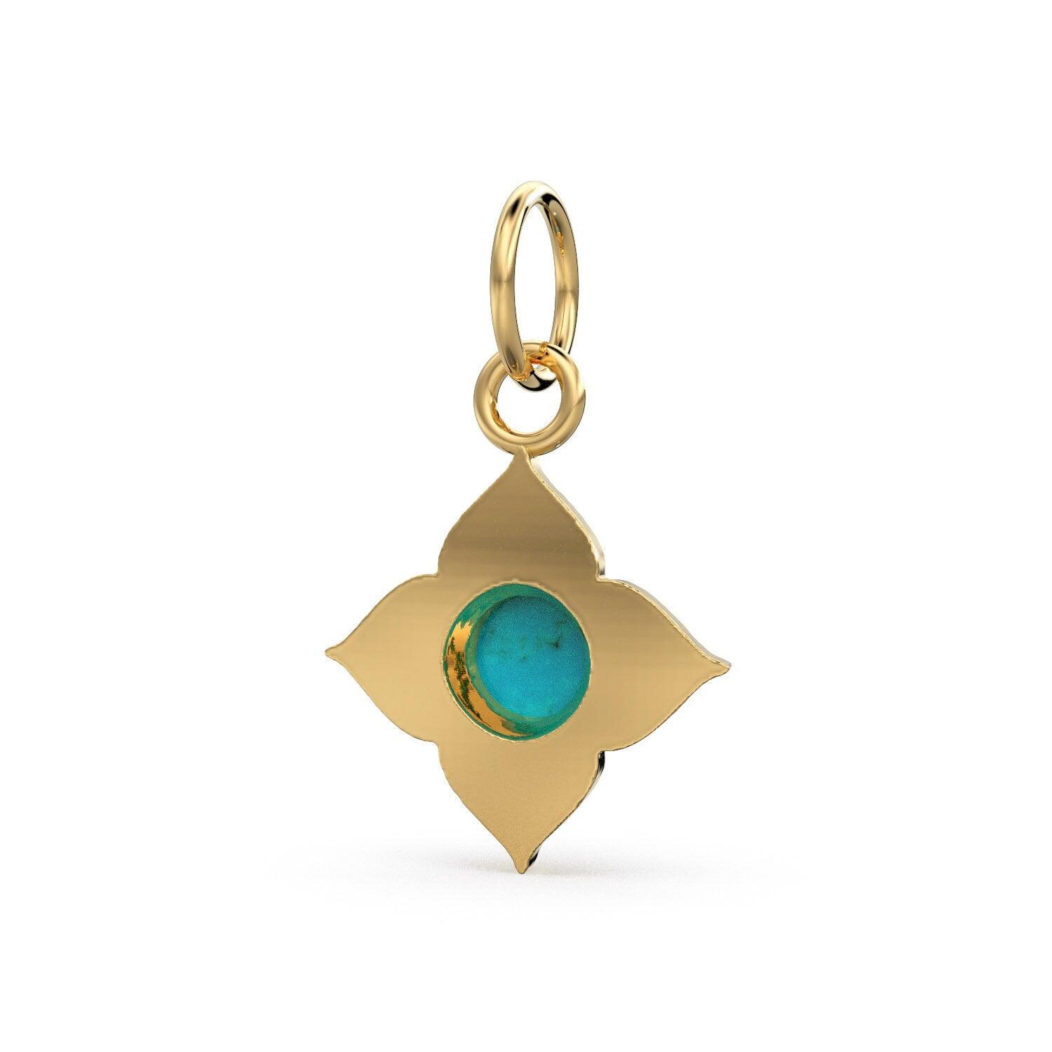 14k Yellow Solid Gold Fire Australian Opal Charm Pendant Bezel Jewelry Finding / Antique Tribal Style