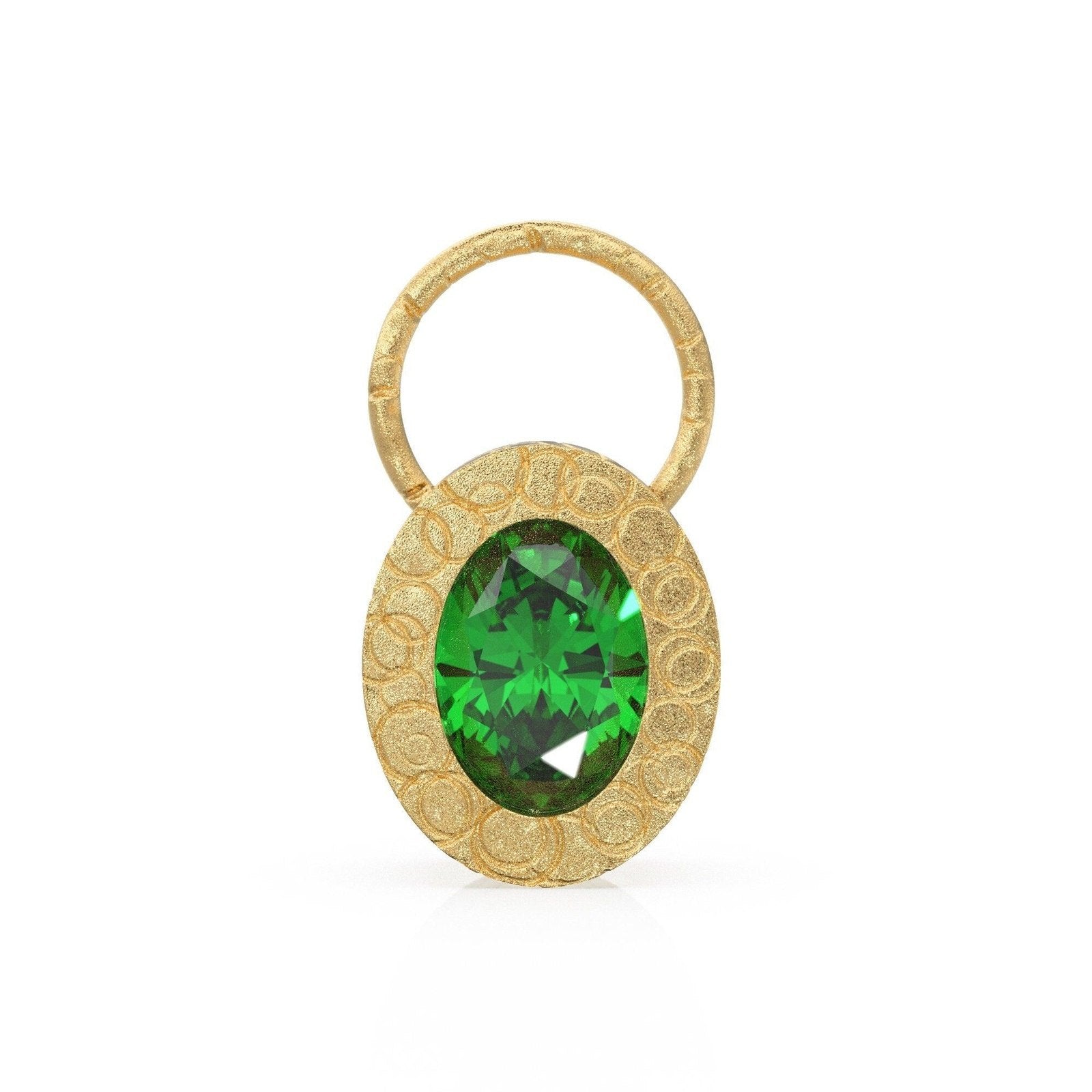 18K Gold Emerald Pendant / Green Emerald and Ruby Pendant,18K Gold Antique Style Pendant,Oval Gold Pendant / Ruby and Gold Pendant for Woman