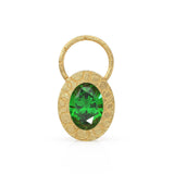 18K Gold Emerald Pendant / Green Emerald and Ruby Pendant,18K Gold Antique Style Pendant,Oval Gold Pendant / Ruby and Gold Pendant for Woman
