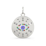 20mm Rainbow Evil Eye Enamel Baguette Diamond 18k Solid Gold Charm Pendant / Diamond Pendant, Emerald Charm Finding, Solid Gold Ruby Charm