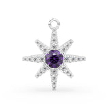 32mm Amethyst Star Diamond Charm Pendant 14k Solid Yellow Gold Diamond Celestial 18k Gold Jewelry Necklace Gift for her February Birthstone