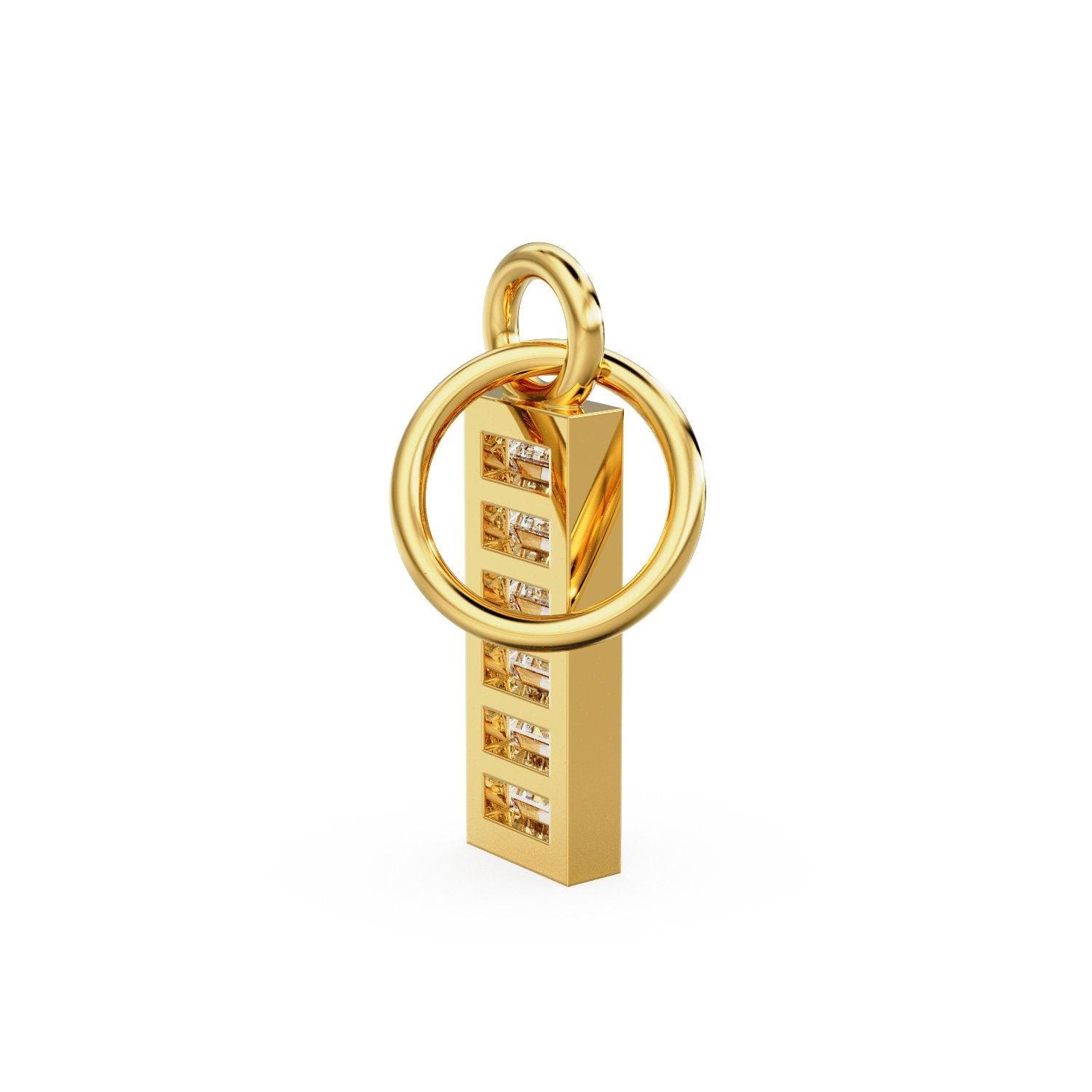 6 Baguette Diamond Bar Charm / 18k Solid Gold Diamond Pendant / Baguette Diamond 14k Gold Pendant / Petite Diamond Charm / Sale