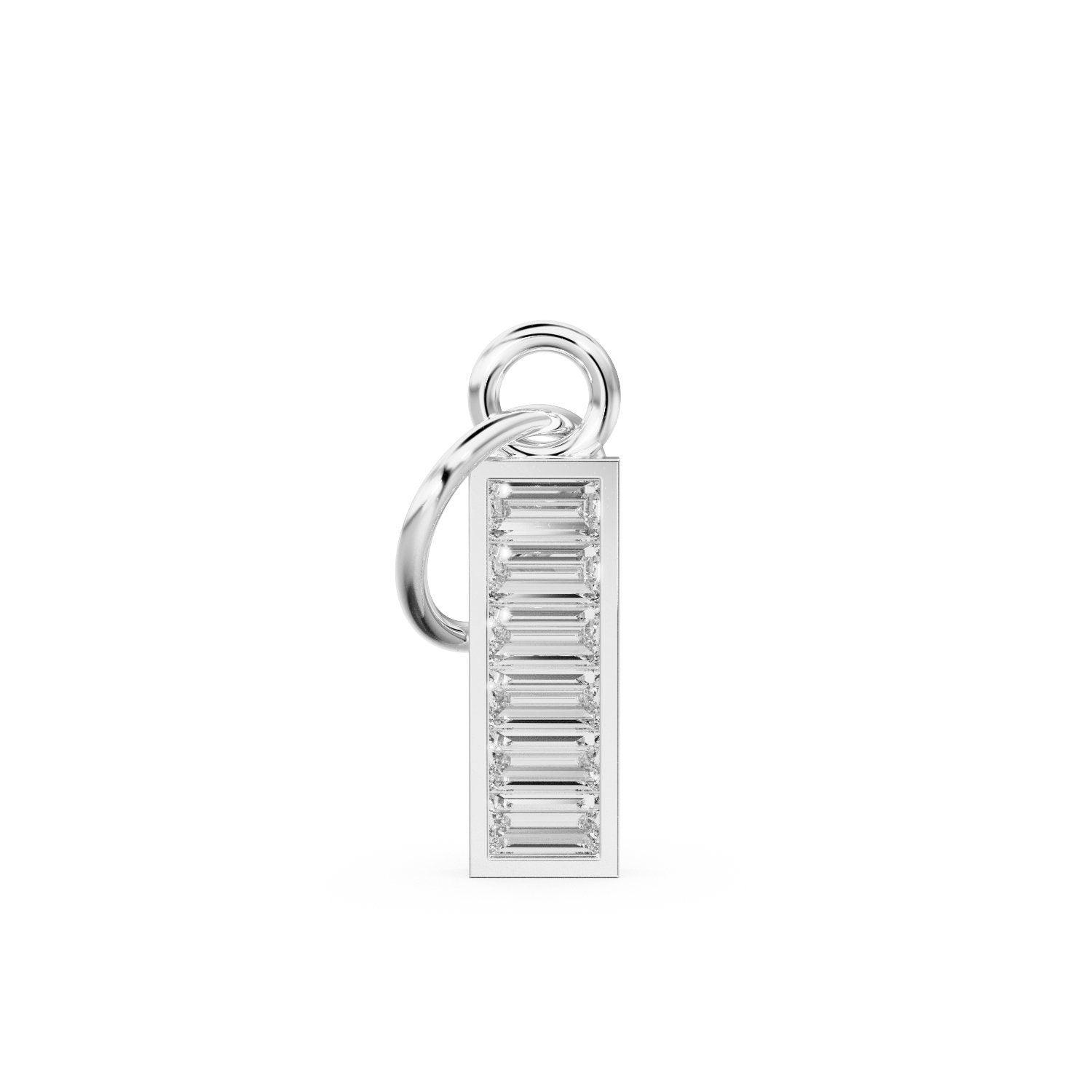 6 Baguette Diamond Bar Charm / 18k Solid Gold Diamond Pendant / Baguette Diamond 14k Gold Pendant / Petite Diamond Charm / Sale