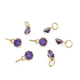 7mm 14k Yellow Solid Gold African Purple Amethyst Charm Pendant Bezel Jewelry Finding