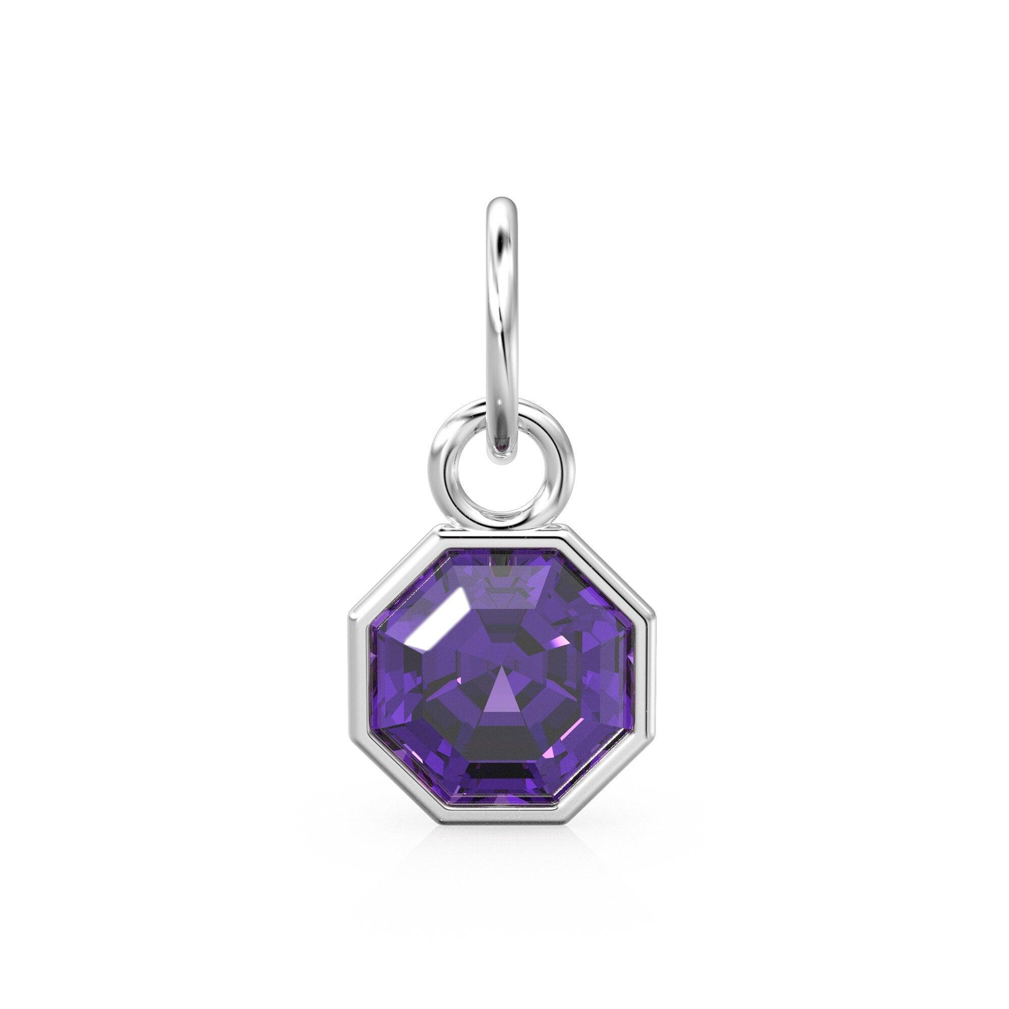 7mm 14k Yellow Solid Gold African Purple Amethyst Charm Pendant Bezel Jewelry Finding
