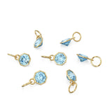 7mm 14k Yellow Solid Gold Blue Aquamarine Charm Pendant Bezel Jewelry Finding
