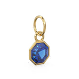 7mm 14k Yellow Solid Gold Blue Sapphire Charm Pendant Bezel Jewelry Finding