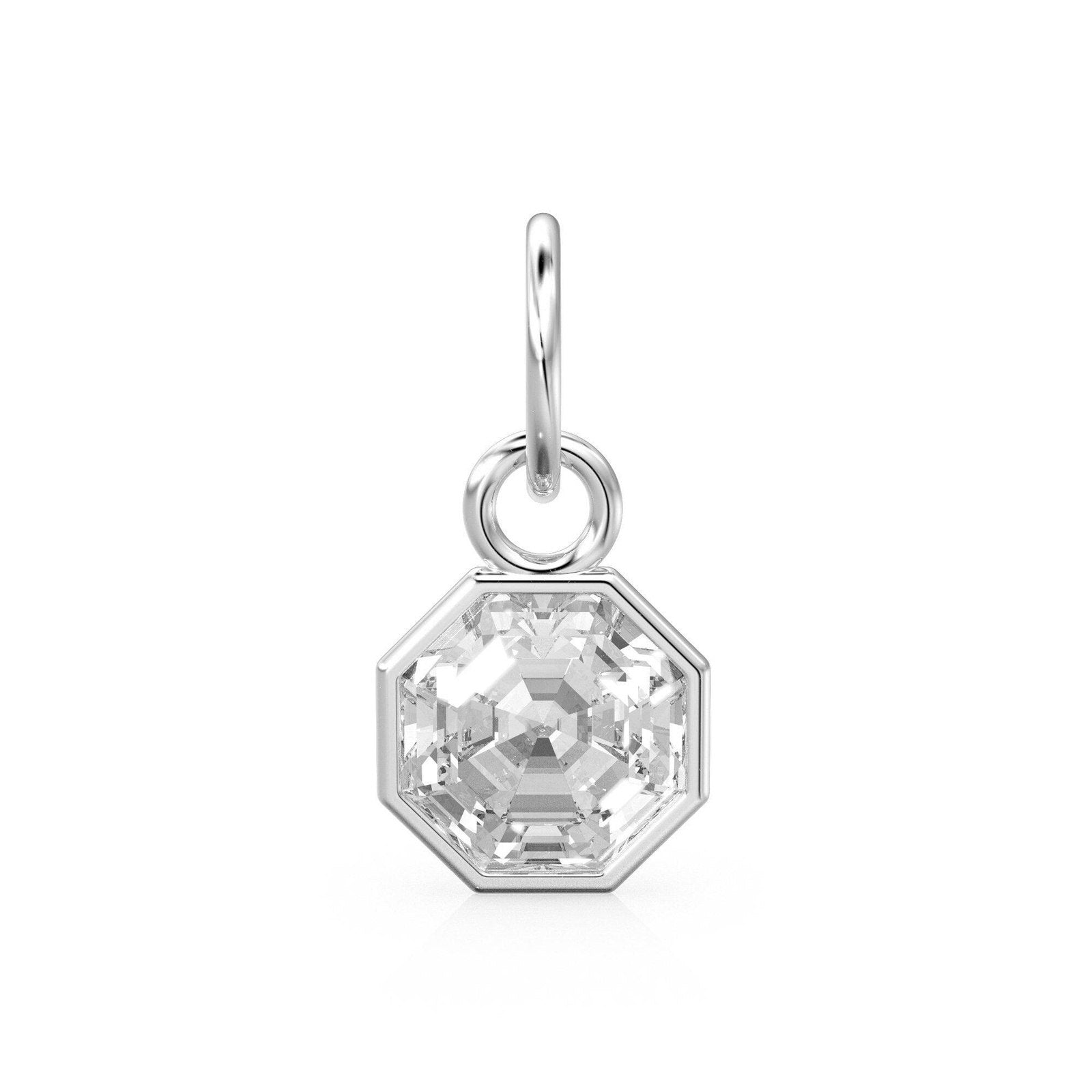 7mm 14k Yellow Solid Gold Rock Crystal Quartz Charm Pendant Bezel Jewelry Finding