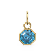 7mm 14k Yellow Solid Gold Swiss Blue Topaz Charm Pendant / Swiss Blue Topaz Oval Gold Necklace