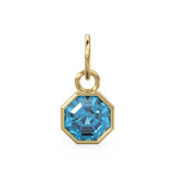 7mm 14k Yellow Solid Gold Swiss Blue Topaz Charm Pendant / Swiss Blue Topaz Oval Gold Necklace