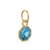 7mm 14k Yellow Solid Gold Swiss Blue Topaz Charm Pendant / Swiss Blue Topaz Oval Gold Necklace