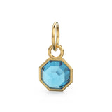 7mm 14k Yellow Solid Gold Swiss Blue Topaz Charm Pendant / Swiss Blue Topaz Oval Gold Necklace