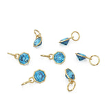 7mm 14k Yellow Solid Gold Swiss Blue Topaz Charm Pendant / Swiss Blue Topaz Oval Gold Necklace
