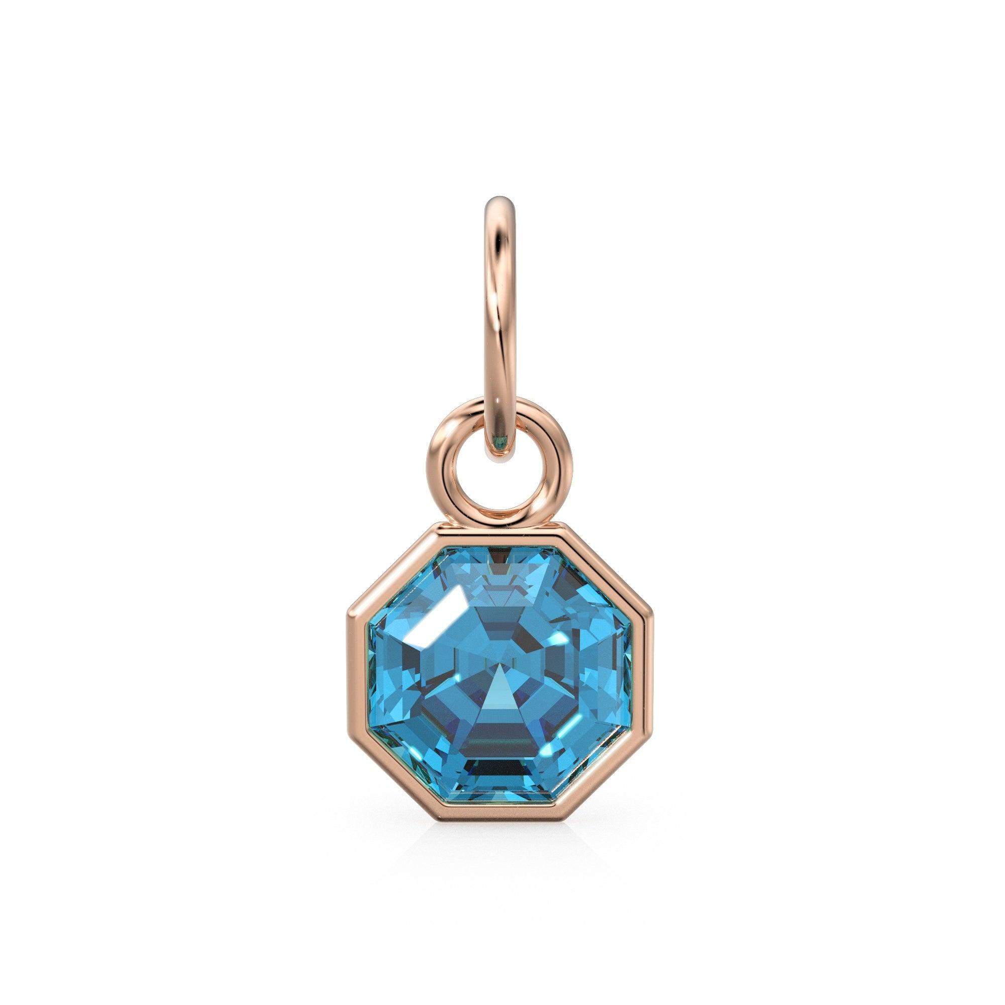 7mm 14k Yellow Solid Gold Swiss Blue Topaz Charm Pendant / Swiss Blue Topaz Oval Gold Necklace