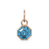 7mm 14k Yellow Solid Gold Swiss Blue Topaz Charm Pendant / Swiss Blue Topaz Oval Gold Necklace