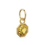 7mm 14k Yellow Solid Gold Yellow Gold Citrine Charm Pendant Bezel Jewelry Finding