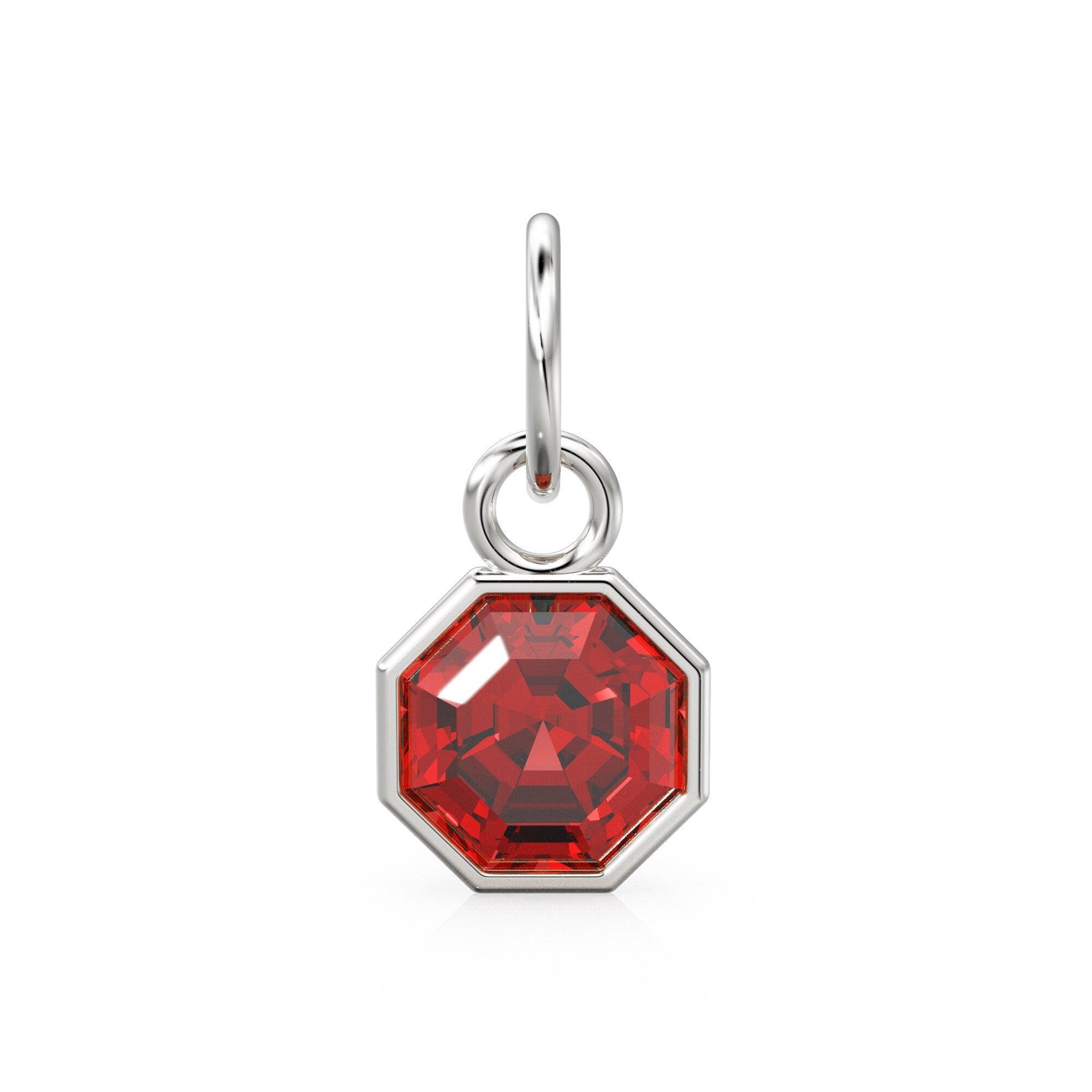 7mm 14k Yellow Solid Gold Yellow Red Ruby Charm Pendant Bezel Jewelry Finding