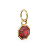 7mm 14k Yellow Solid Gold Yellow Red Ruby Charm Pendant Bezel Jewelry Finding