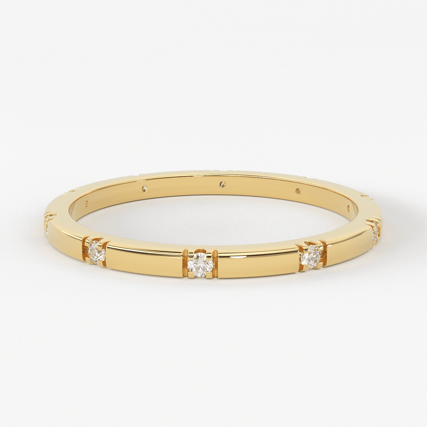 Stacking Ring / 14k Gold Diamond Wedding Band / Diamond Ring / Eternity Band / Stackable Ring / Gold Ring / Thin Gold Ring / Bridal Jewelry