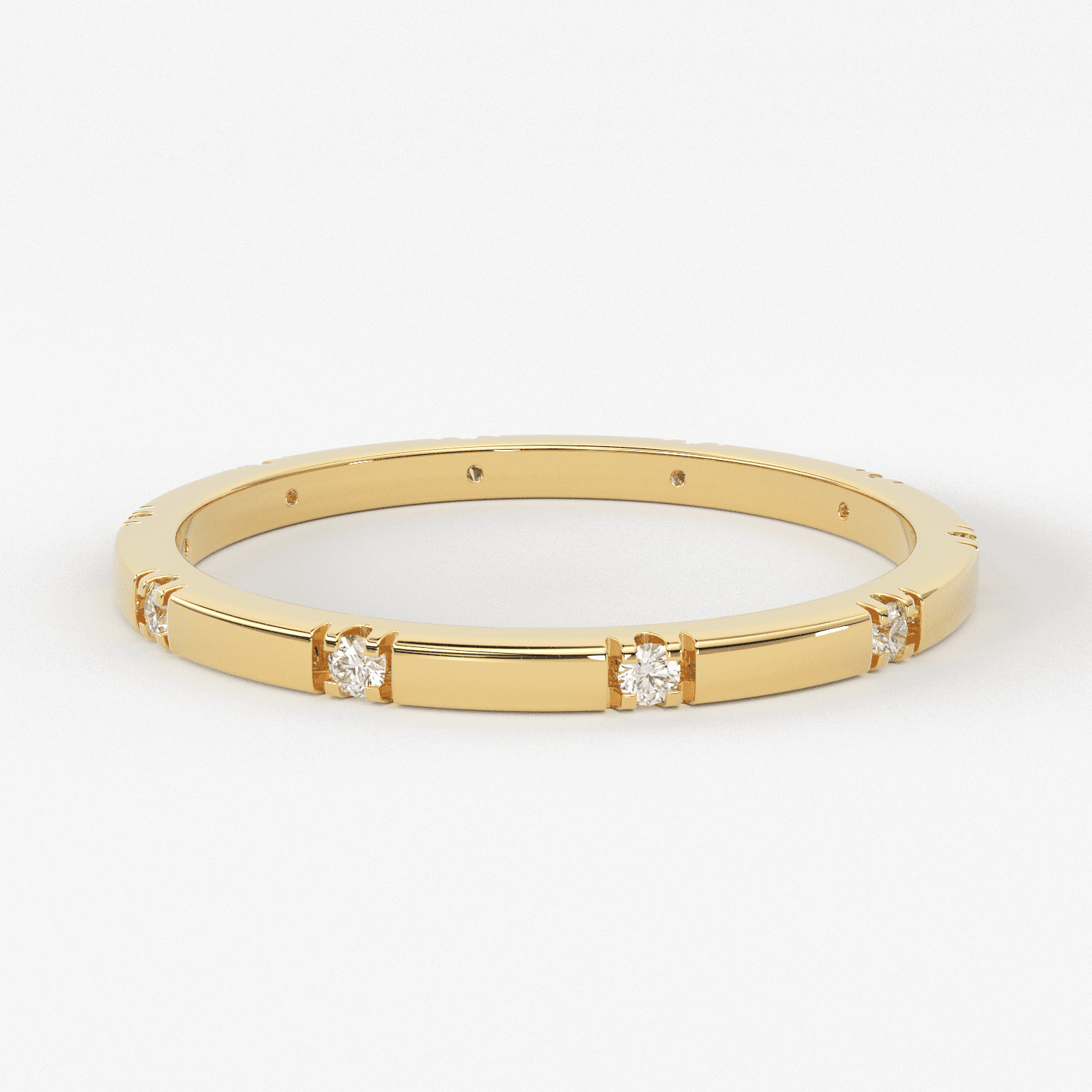 Stacking Ring / 14k Gold Diamond Wedding Band / Diamond Ring / Eternity Band / Stackable Ring / Gold Ring / Thin Gold Ring / Bridal Jewelry