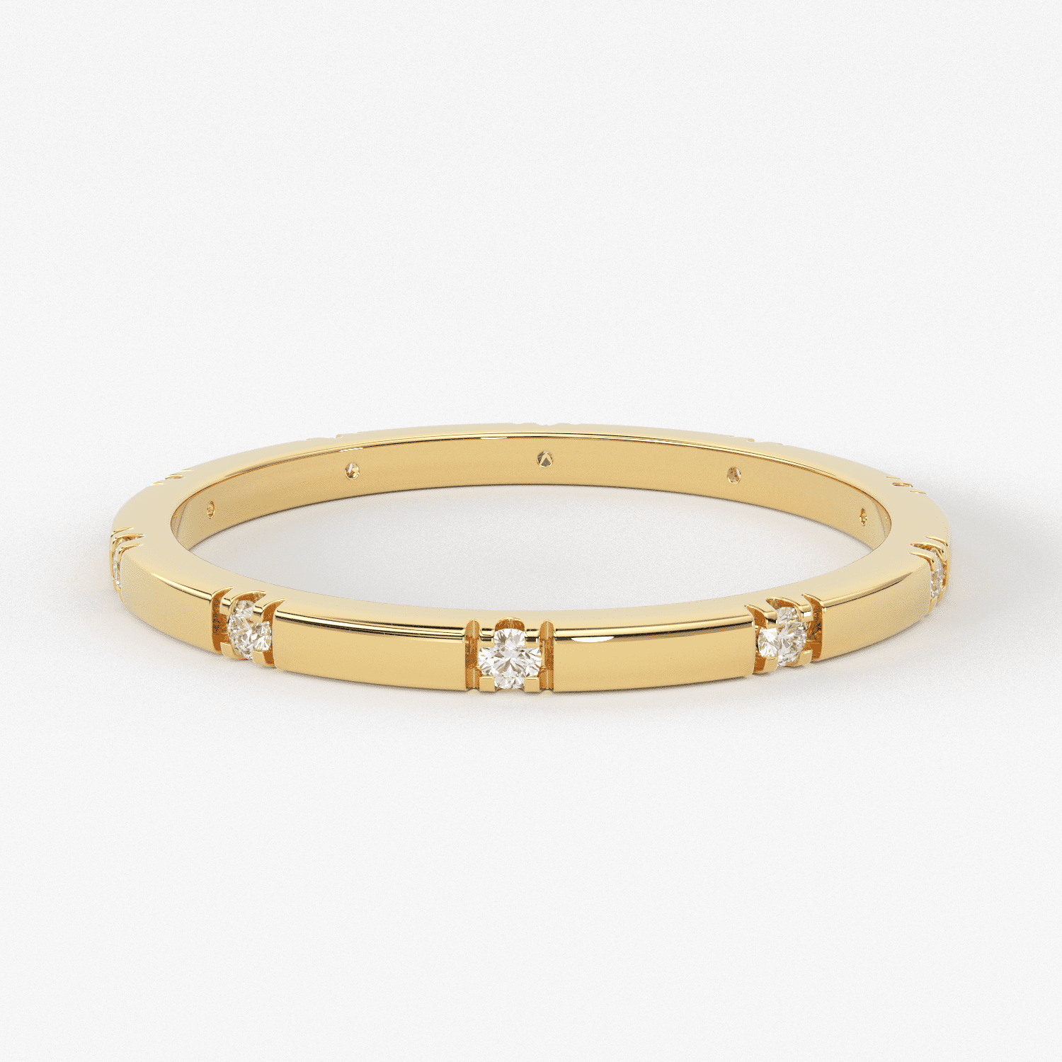 Stacking Ring / 14k Gold Diamond Wedding Band / Diamond Ring / Eternity Band / Stackable Ring / Gold Ring / Thin Gold Ring / Bridal Jewelry