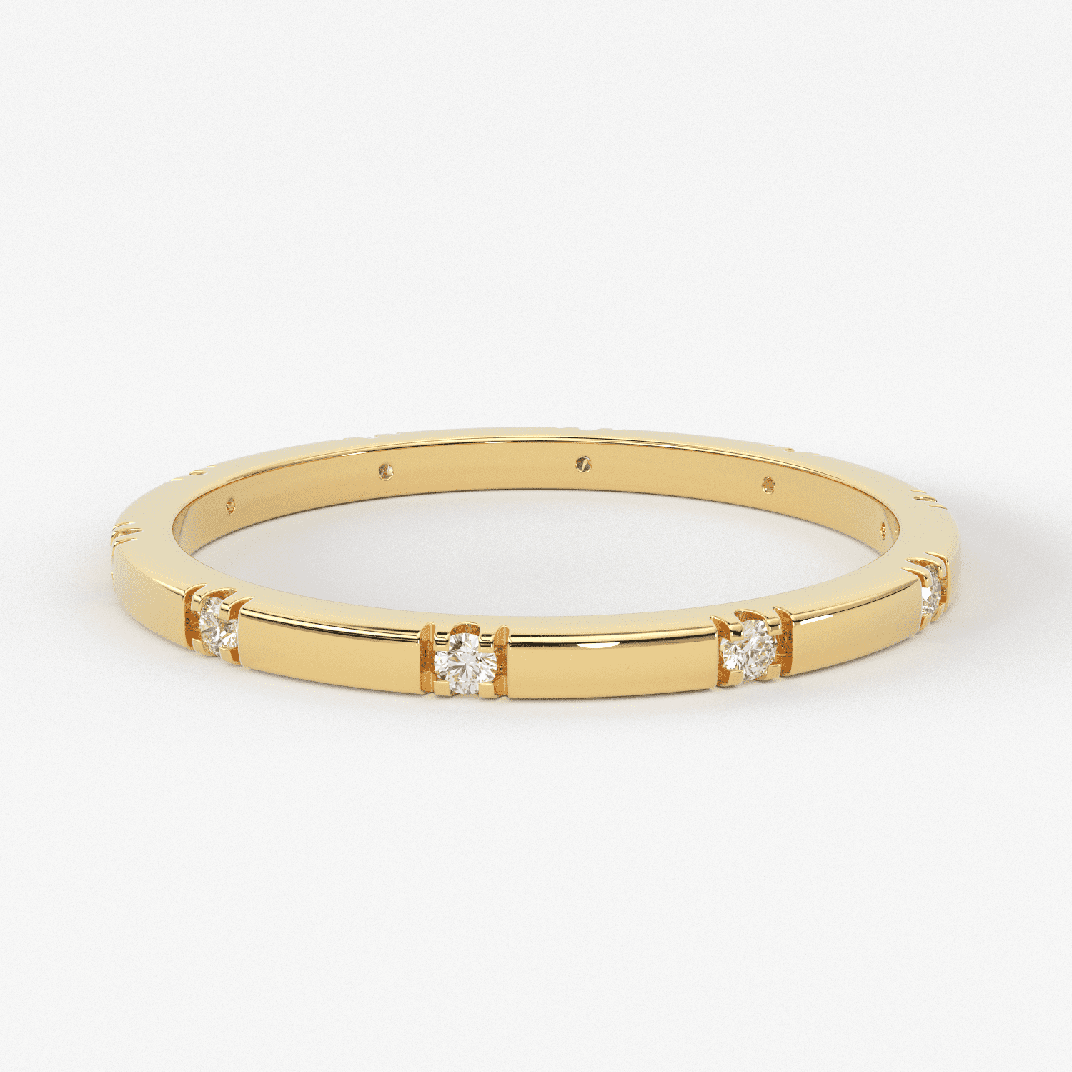 Stacking Ring / 14k Gold Diamond Wedding Band / Diamond Ring / Eternity Band / Stackable Ring / Gold Ring / Thin Gold Ring / Bridal Jewelry