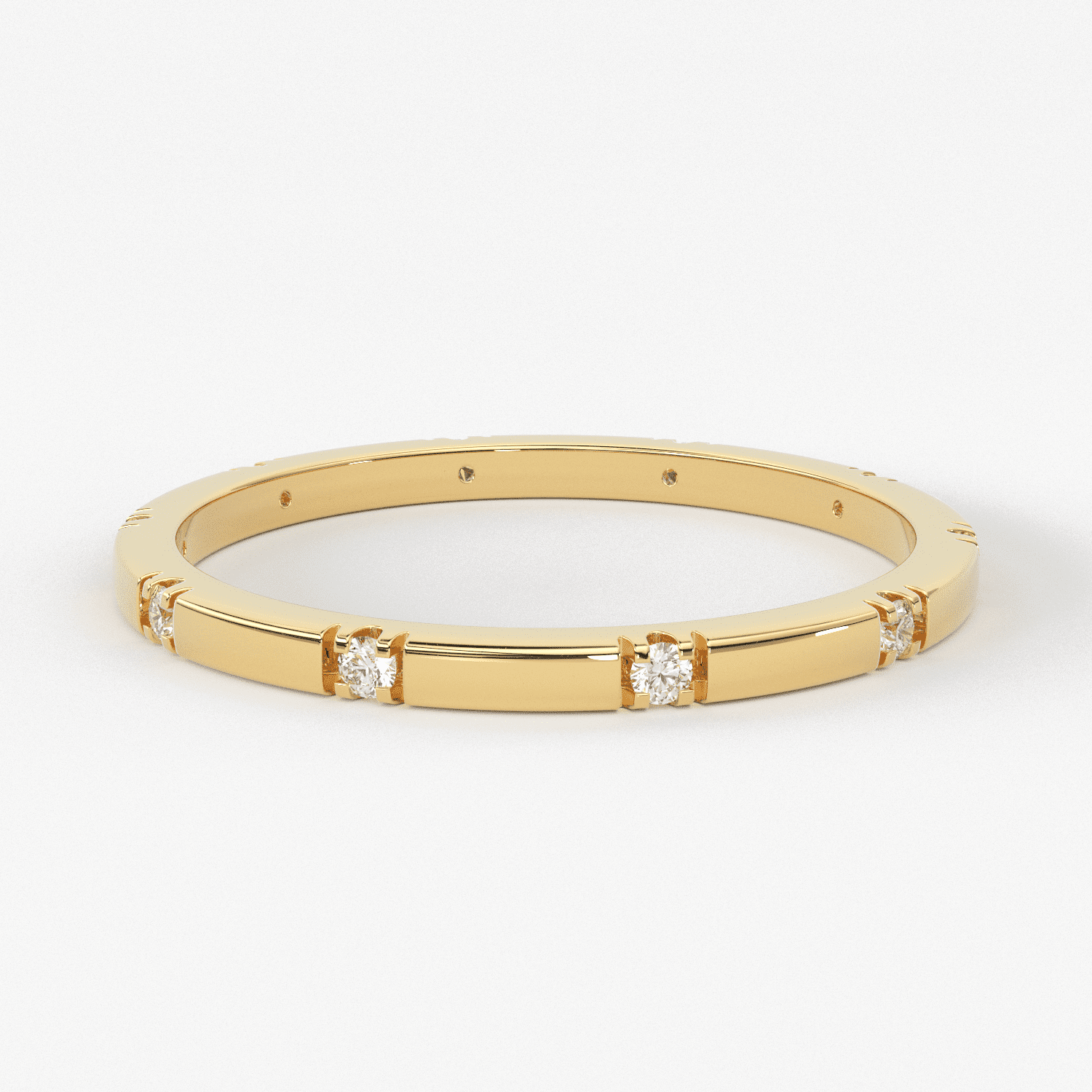 Stacking Ring / 14k Gold Diamond Wedding Band / Diamond Ring / Eternity Band / Stackable Ring / Gold Ring / Thin Gold Ring / Bridal Jewelry