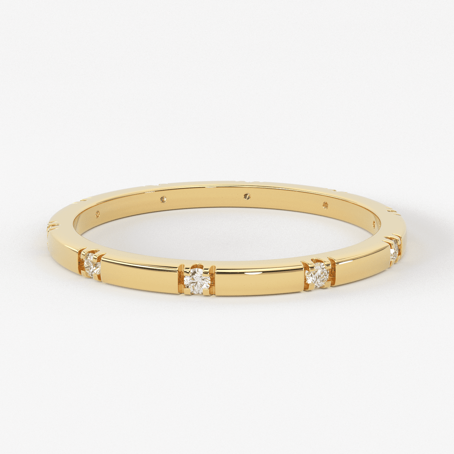 Stacking Ring / 14k Gold Diamond Wedding Band / Diamond Ring / Eternity Band / Stackable Ring / Gold Ring / Thin Gold Ring / Bridal Jewelry