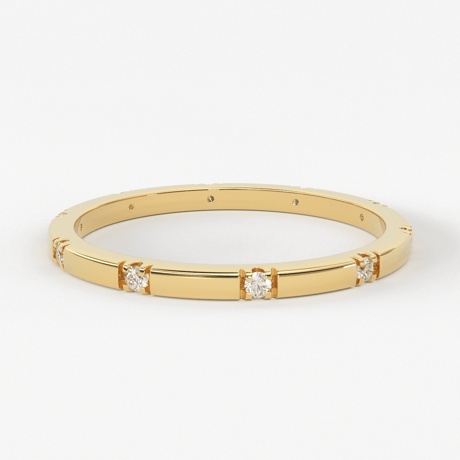 Stacking Ring / 14k Gold Diamond Wedding Band / Diamond Ring / Eternity Band / Stackable Ring / Gold Ring / Thin Gold Ring / Bridal Jewelry