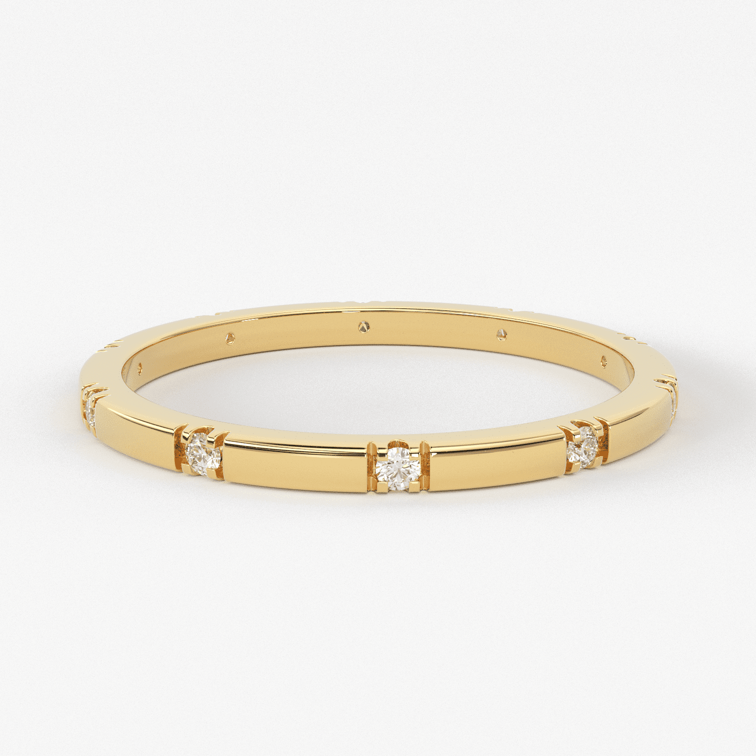 Stacking Ring / 14k Gold Diamond Wedding Band / Diamond Ring / Eternity Band / Stackable Ring / Gold Ring / Thin Gold Ring / Bridal Jewelry