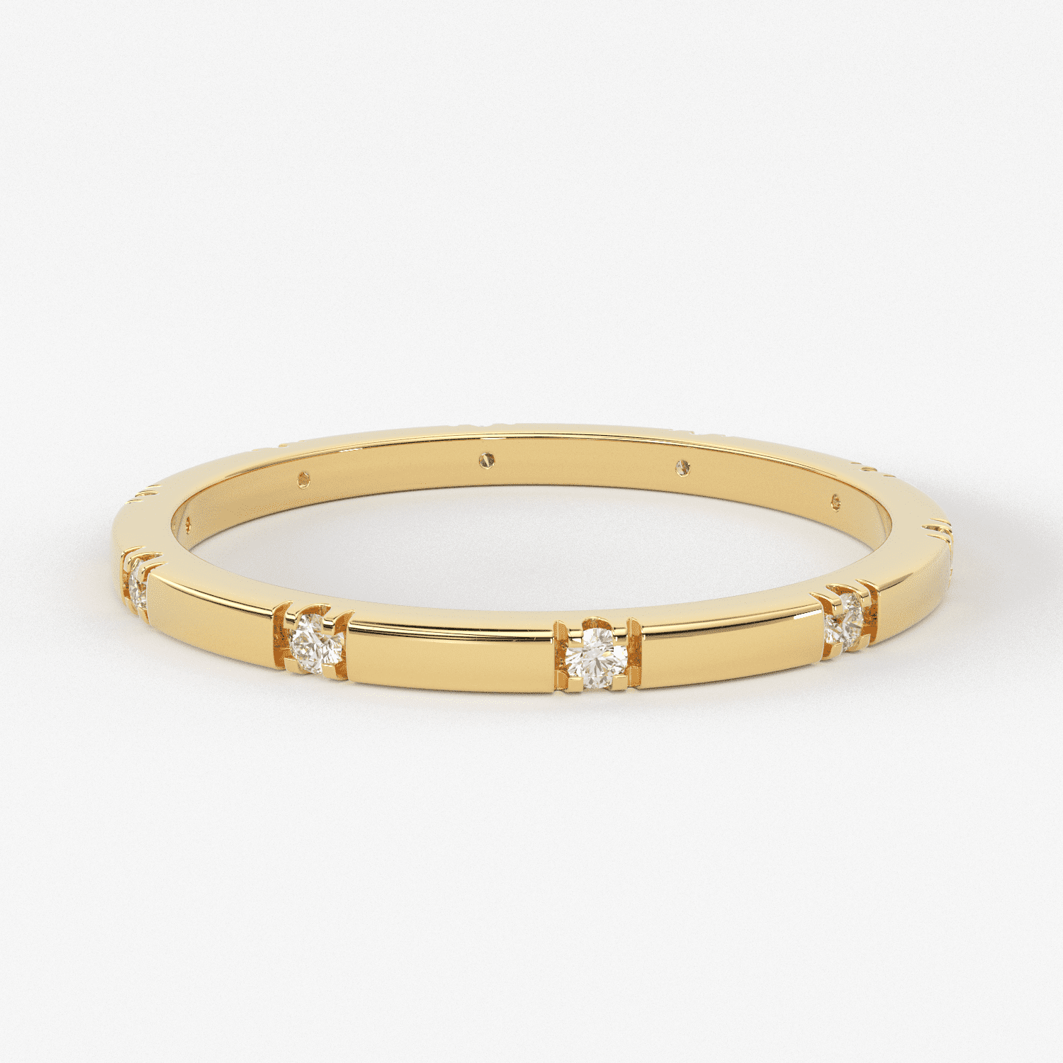 Stacking Ring / 14k Gold Diamond Wedding Band / Diamond Ring / Eternity Band / Stackable Ring / Gold Ring / Thin Gold Ring / Bridal Jewelry