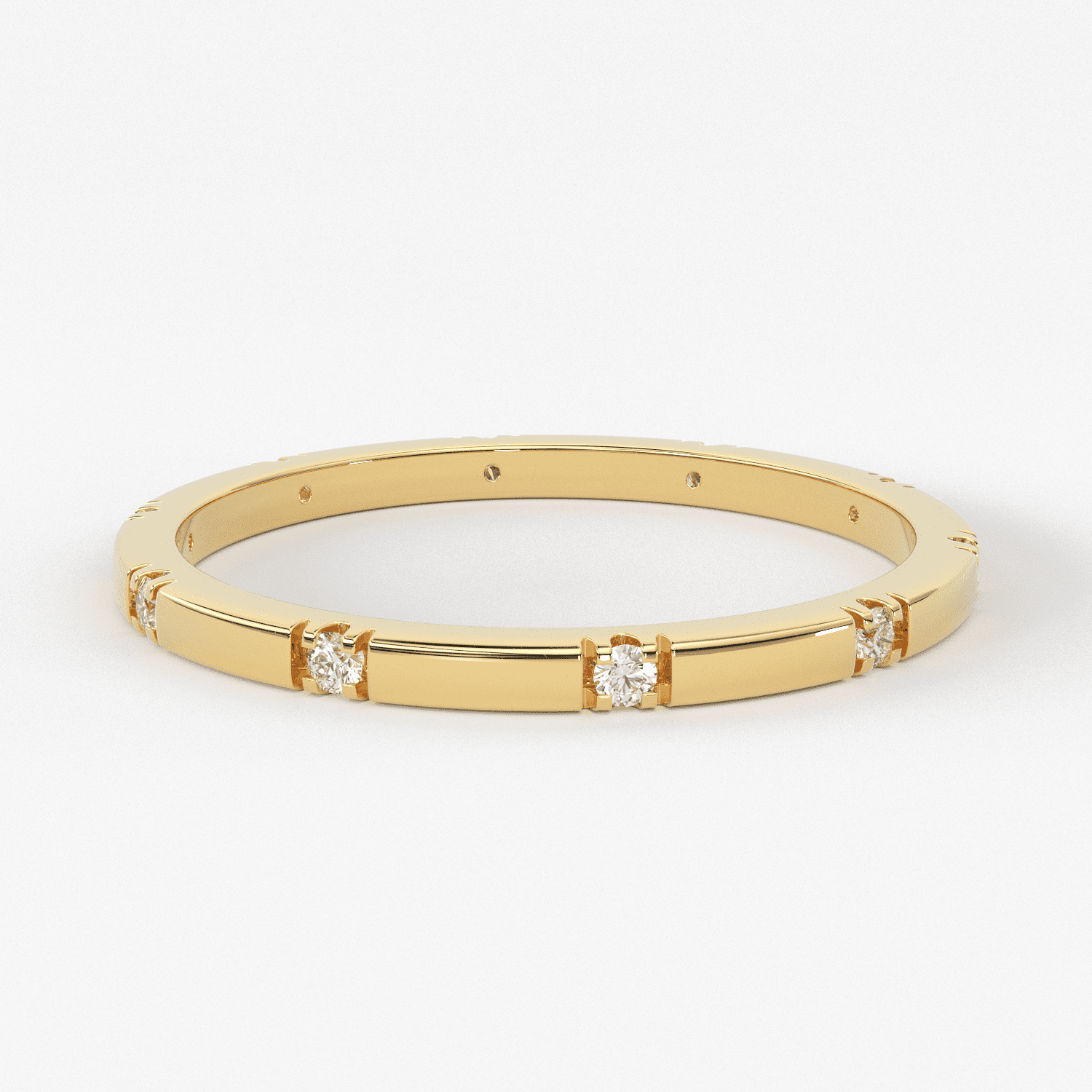 Stacking Ring / 14k Gold Diamond Wedding Band / Diamond Ring / Eternity Band / Stackable Ring / Gold Ring / Thin Gold Ring / Bridal Jewelry