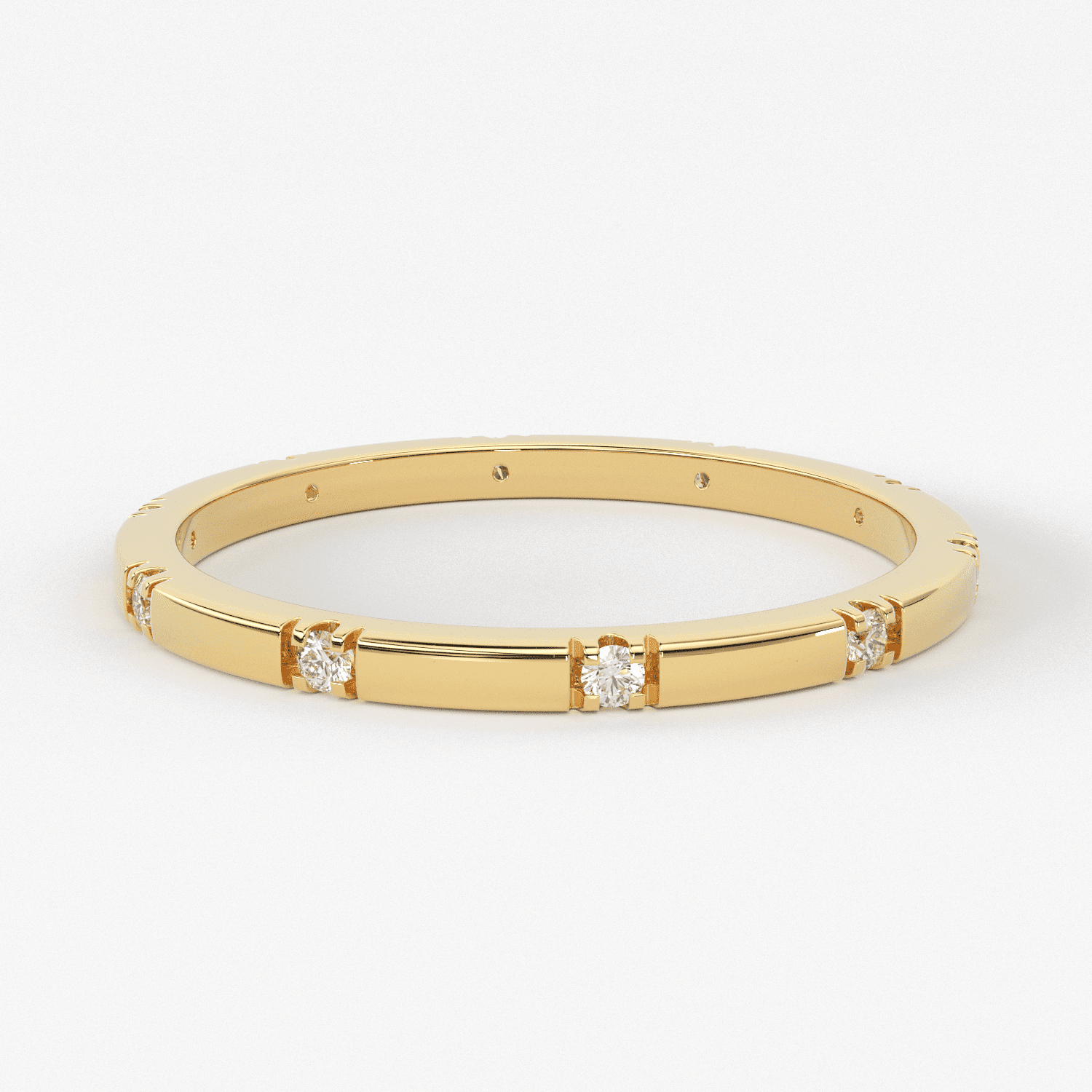 Stacking Ring / 14k Gold Diamond Wedding Band / Diamond Ring / Eternity Band / Stackable Ring / Gold Ring / Thin Gold Ring / Bridal Jewelry