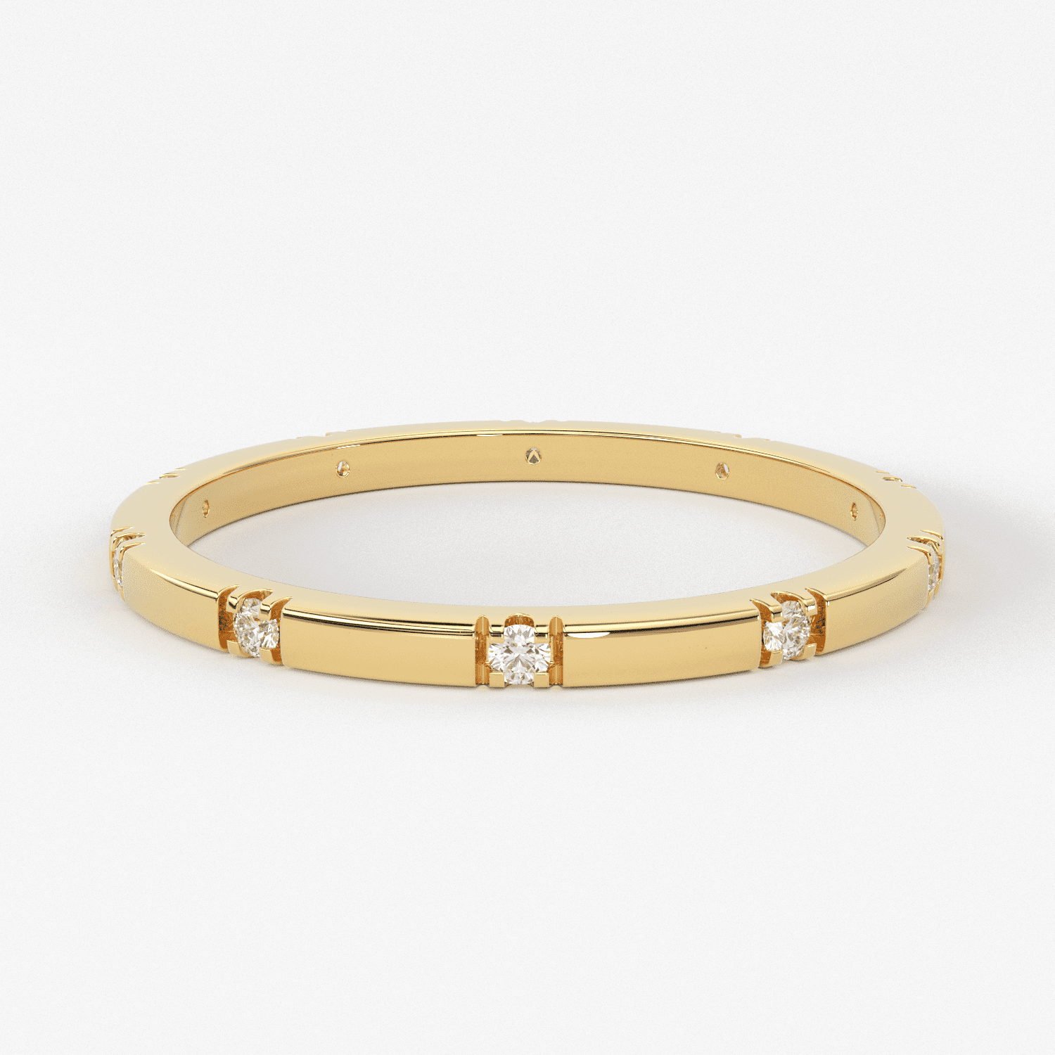 Stacking Ring / 14k Gold Diamond Wedding Band / Diamond Ring / Eternity Band / Stackable Ring / Gold Ring / Thin Gold Ring / Bridal Jewelry