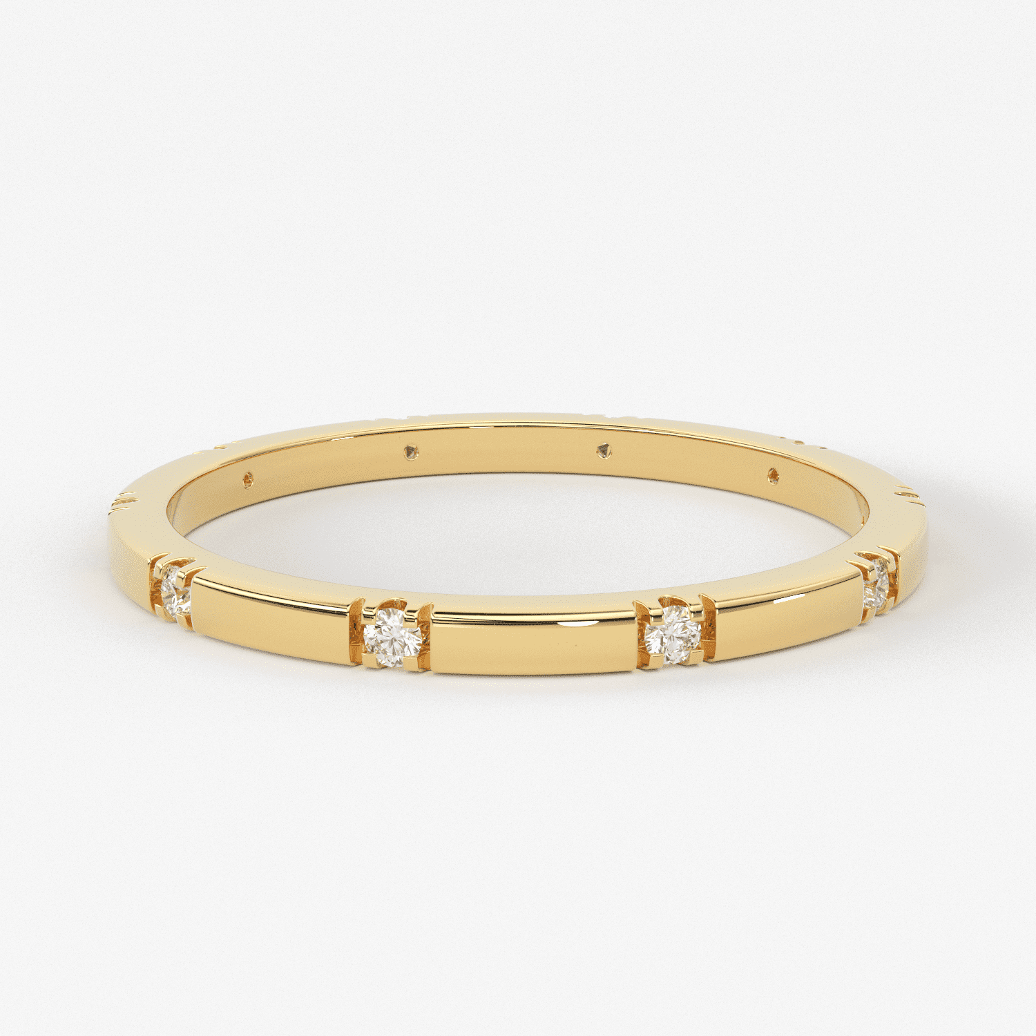 Stacking Ring / 14k Gold Diamond Wedding Band / Diamond Ring / Eternity Band / Stackable Ring / Gold Ring / Thin Gold Ring / Bridal Jewelry