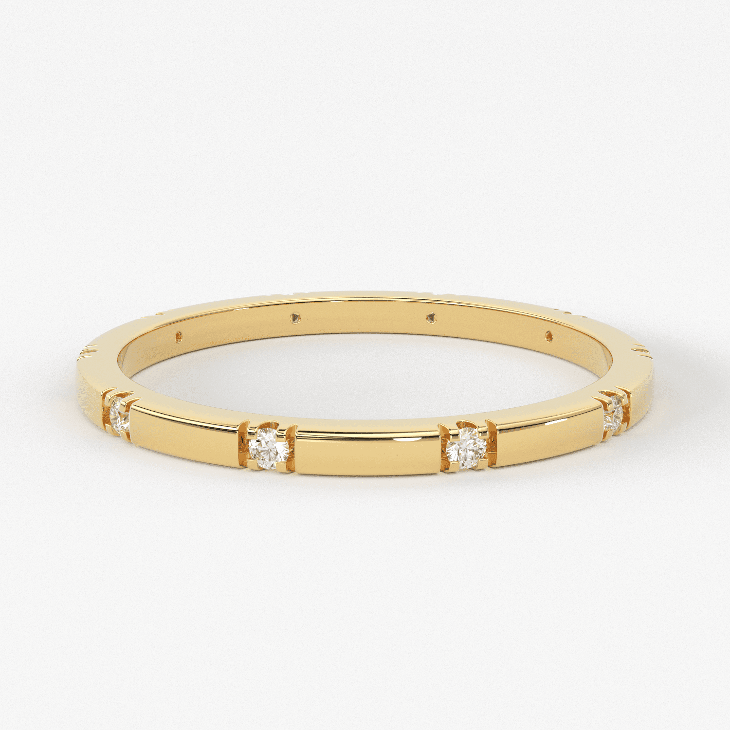 Stacking Ring / 14k Gold Diamond Wedding Band / Diamond Ring / Eternity Band / Stackable Ring / Gold Ring / Thin Gold Ring / Bridal Jewelry