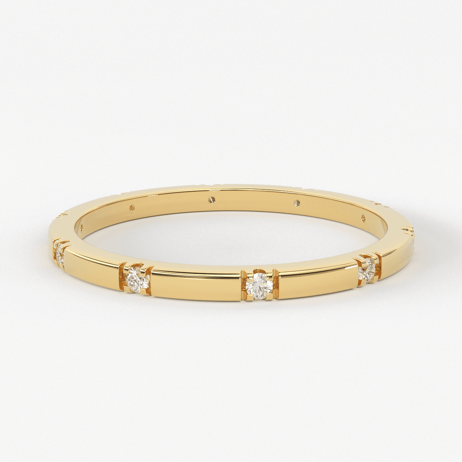 Stacking Ring / 14k Gold Diamond Wedding Band / Diamond Ring / Eternity Band / Stackable Ring / Gold Ring / Thin Gold Ring / Bridal Jewelry
